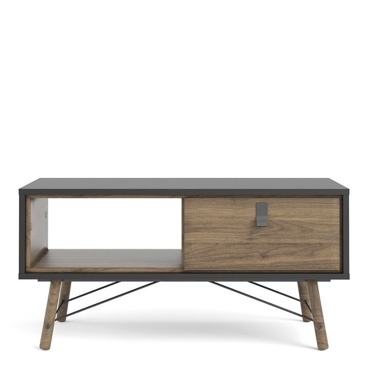 Ry Coffee table with 1 drawer in Matt Black Walnut.