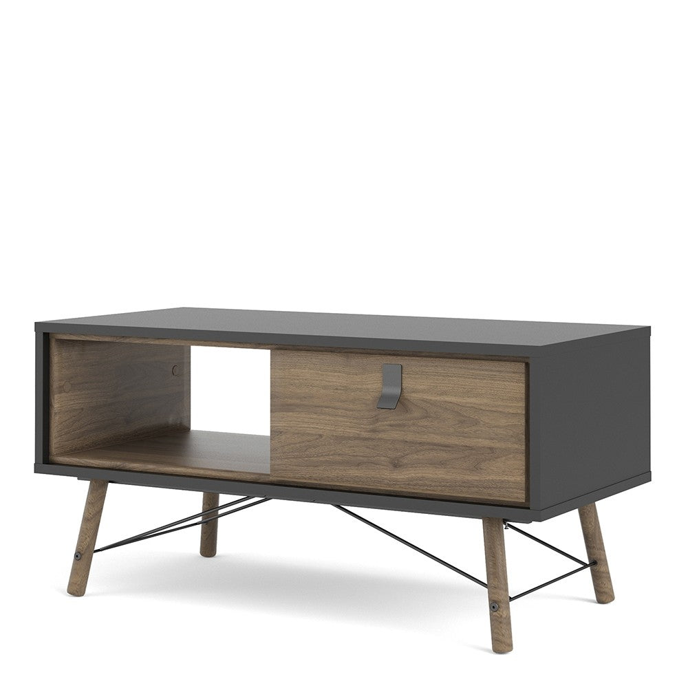 Ry Coffee table with 1 drawer in Matt Black Walnut.