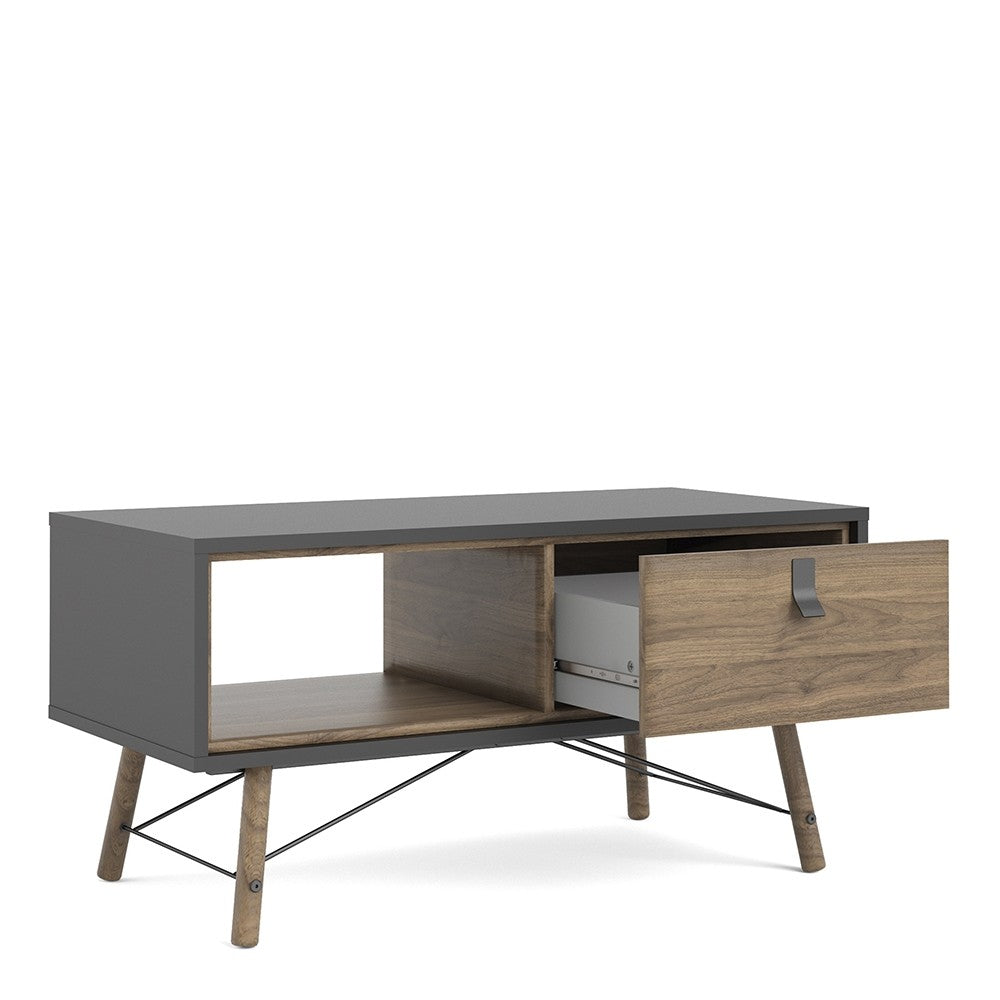 Ry Coffee table with 1 drawer in Matt Black Walnut.