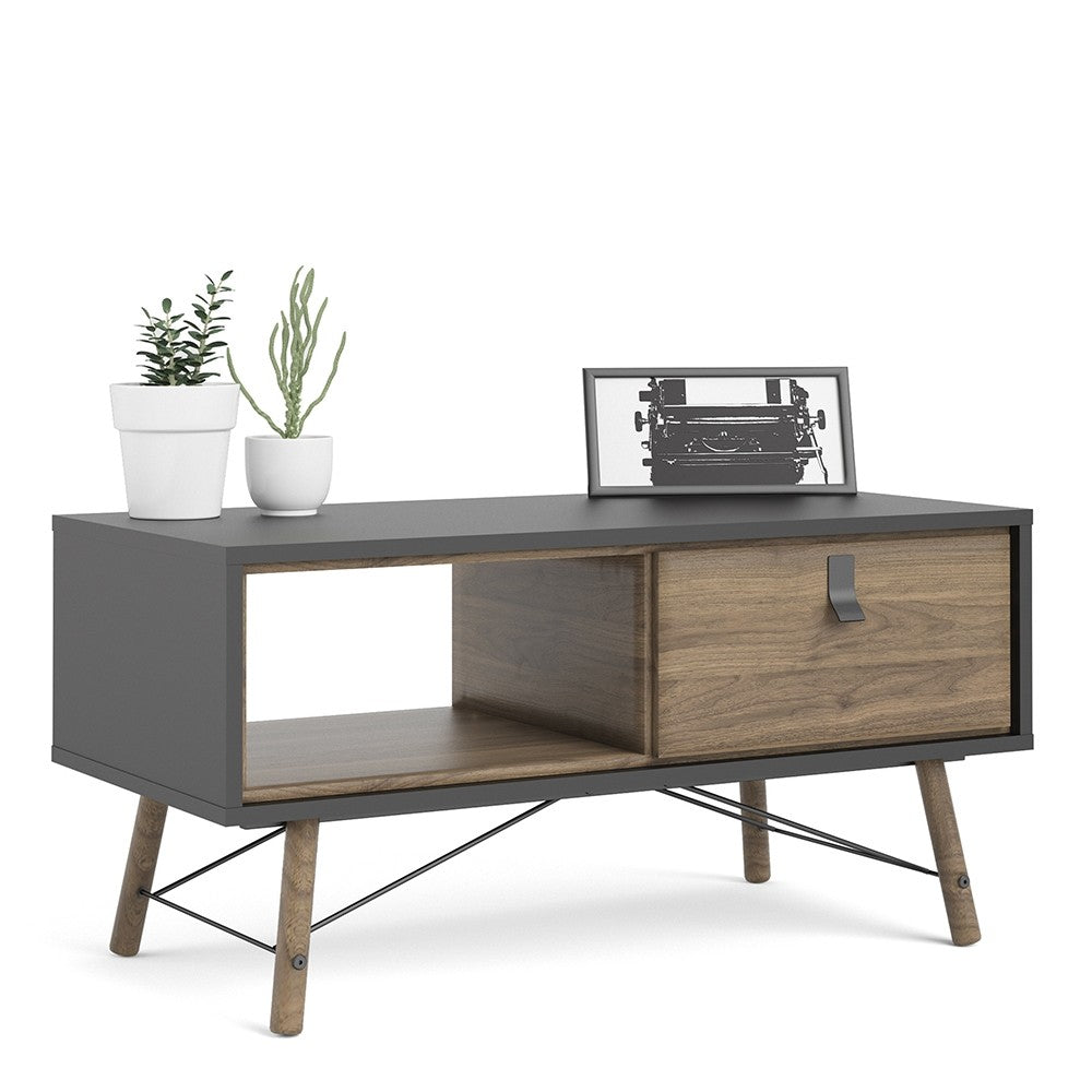 Ry Coffee table with 1 drawer in Matt Black Walnut.