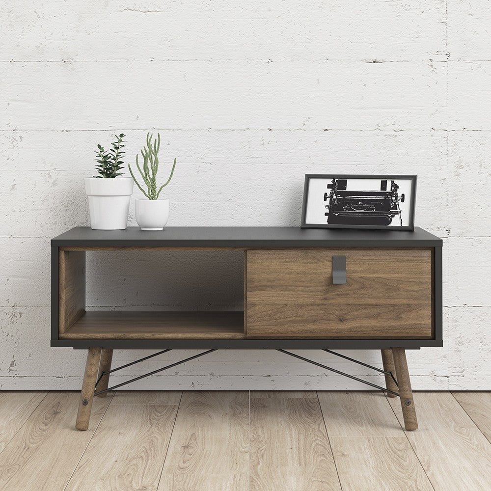 Ry Coffee table with 1 drawer in Matt Black Walnut.